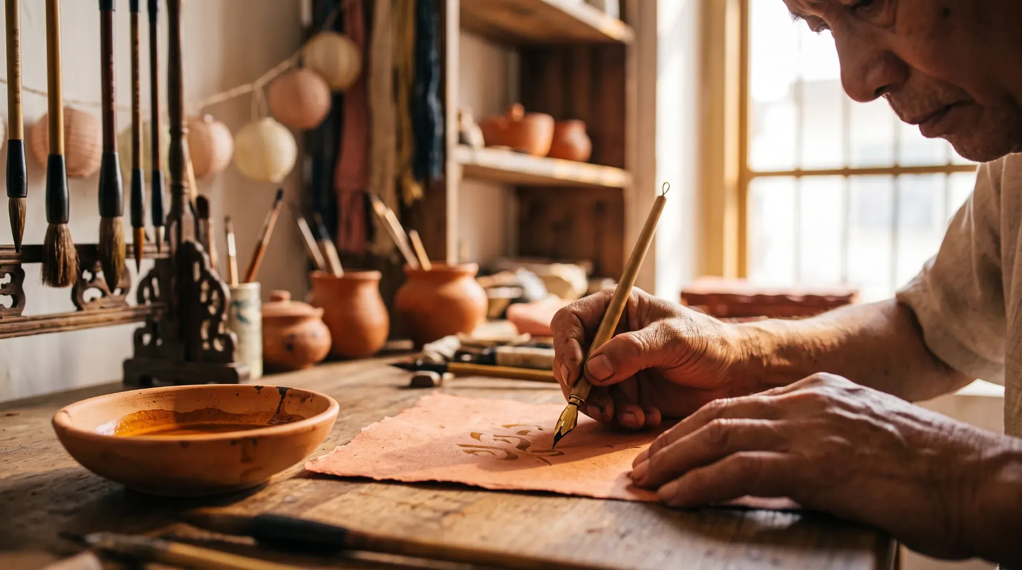 Artisan local au travail dans son atelier, illustrant la découverte des savoir-faire traditionnels