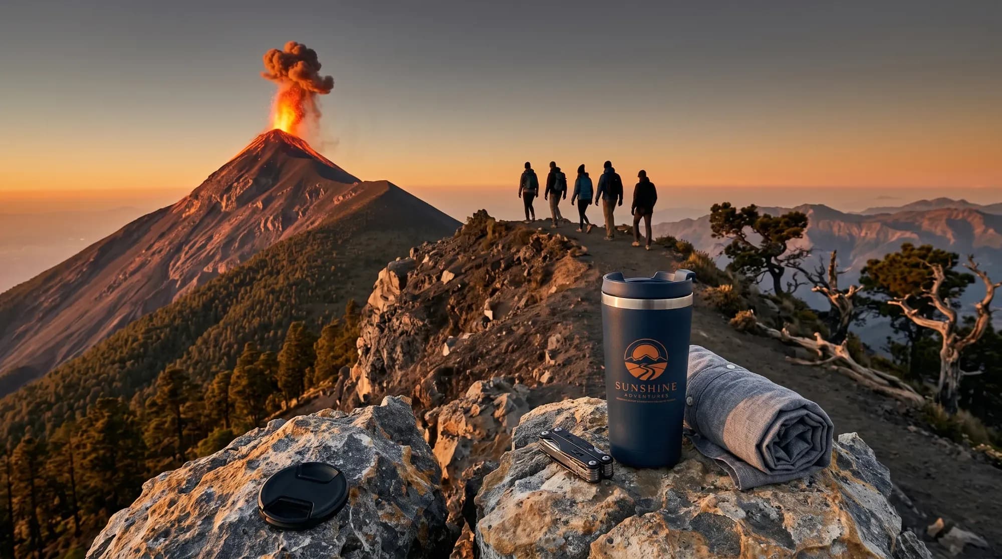 Ascension du volcan Acatenango au Guatemala face à l'éruption du Fuego, illustrant une expérience d'immersion spectaculaire