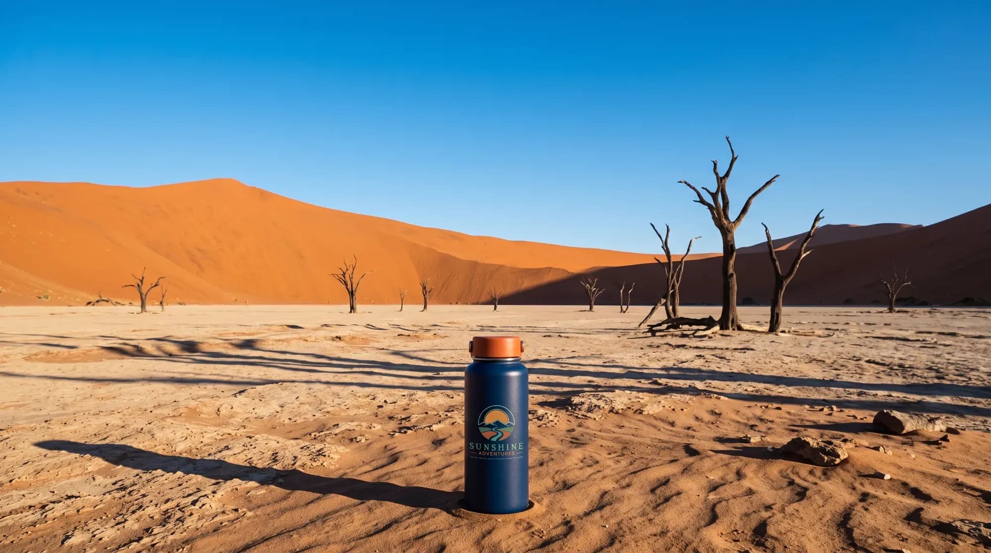 Dunes rouges de Sossusvlei en Namibie avec arbres morts, illustrant le royaume du désert namibien