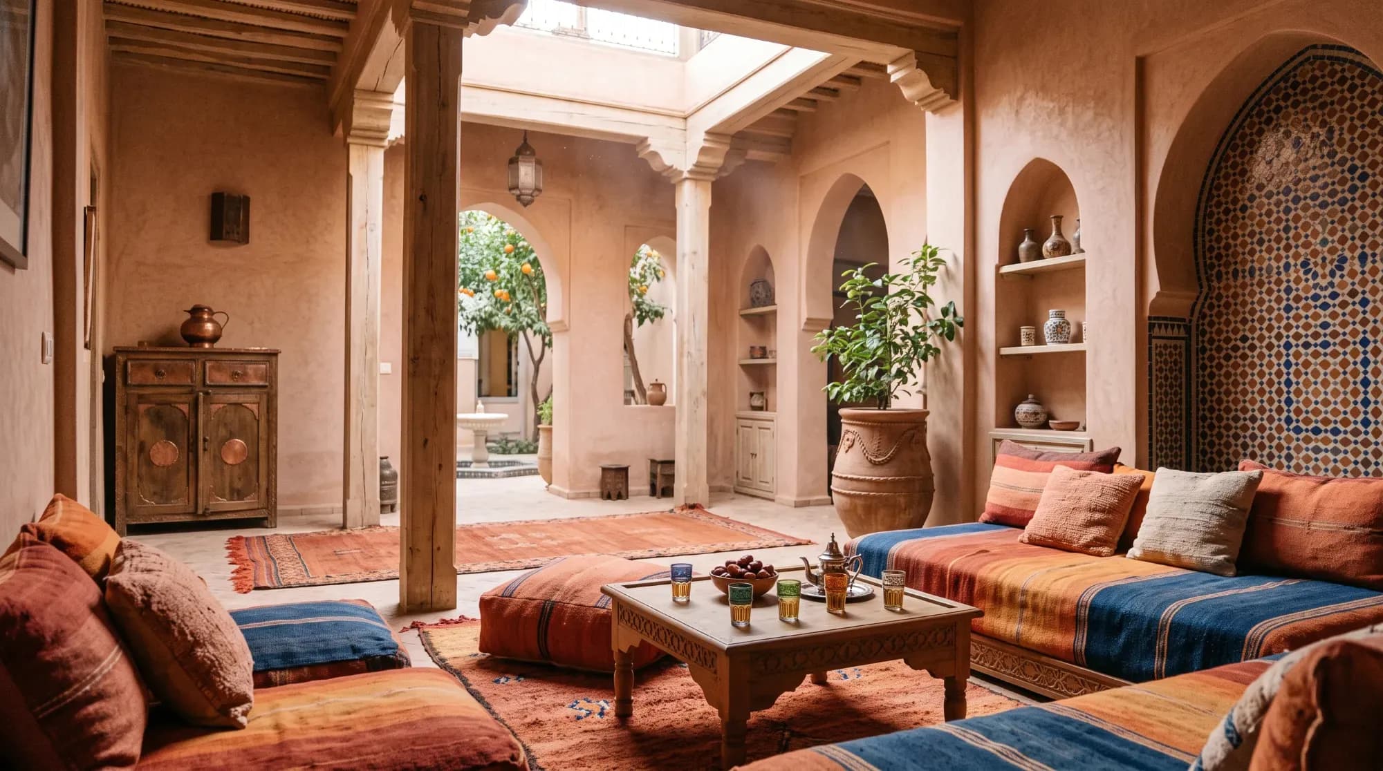 Intérieur traditionnel d'un hébergement chez l'habitant, illustrant une immersion culturelle complète