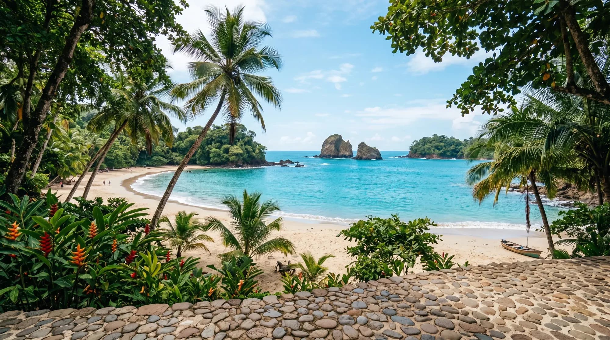 Plage du Parc National Manuel Antonio, illustrant la détente sur la côte pacifique du Costa Rica