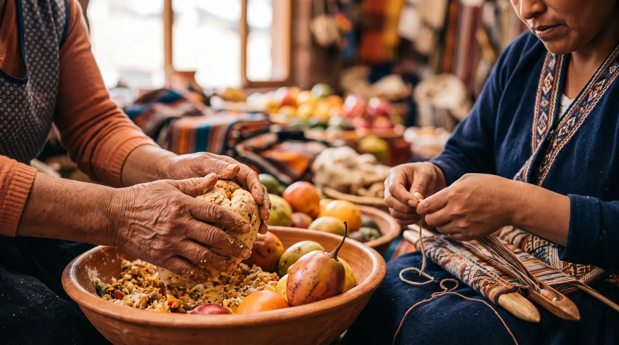 Mains locales préparant un artisanat traditionnel, illustrant l'immersion culturelle authentique en voyage
