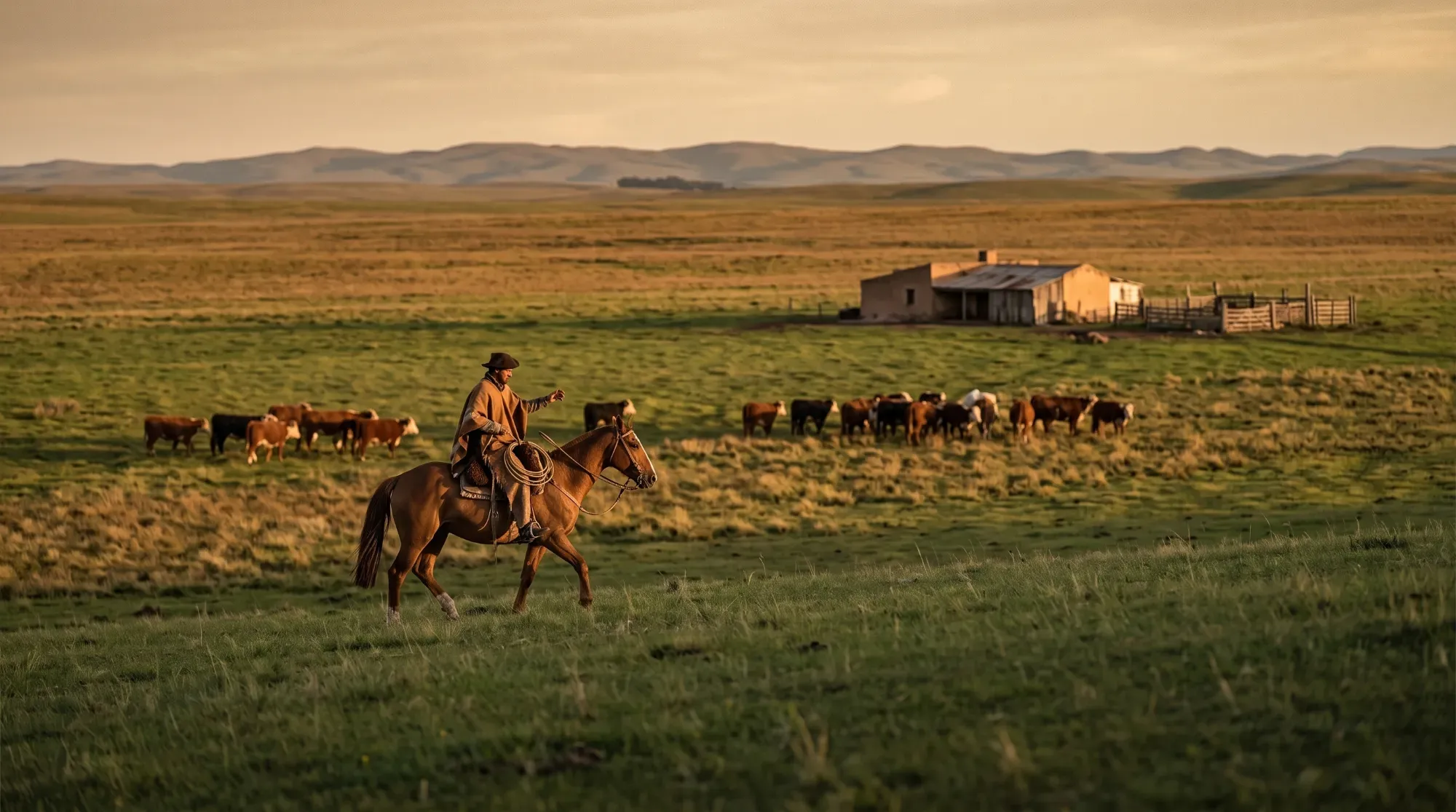 gaucho argentin à cheval dans une estancia traditionnelle