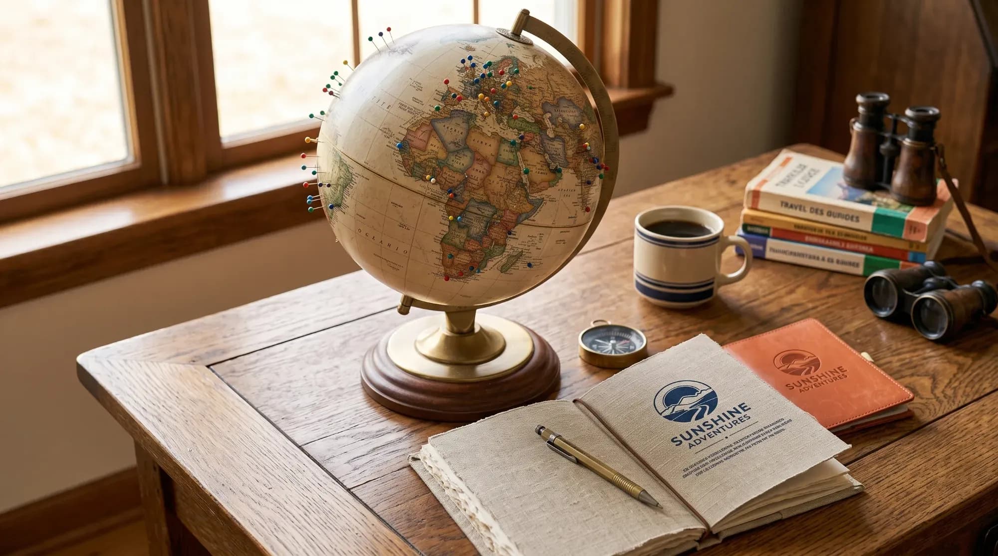 Globe terrestre avec plusieurs destinations épinglées, illustrant une couverture mondiale porte à porte