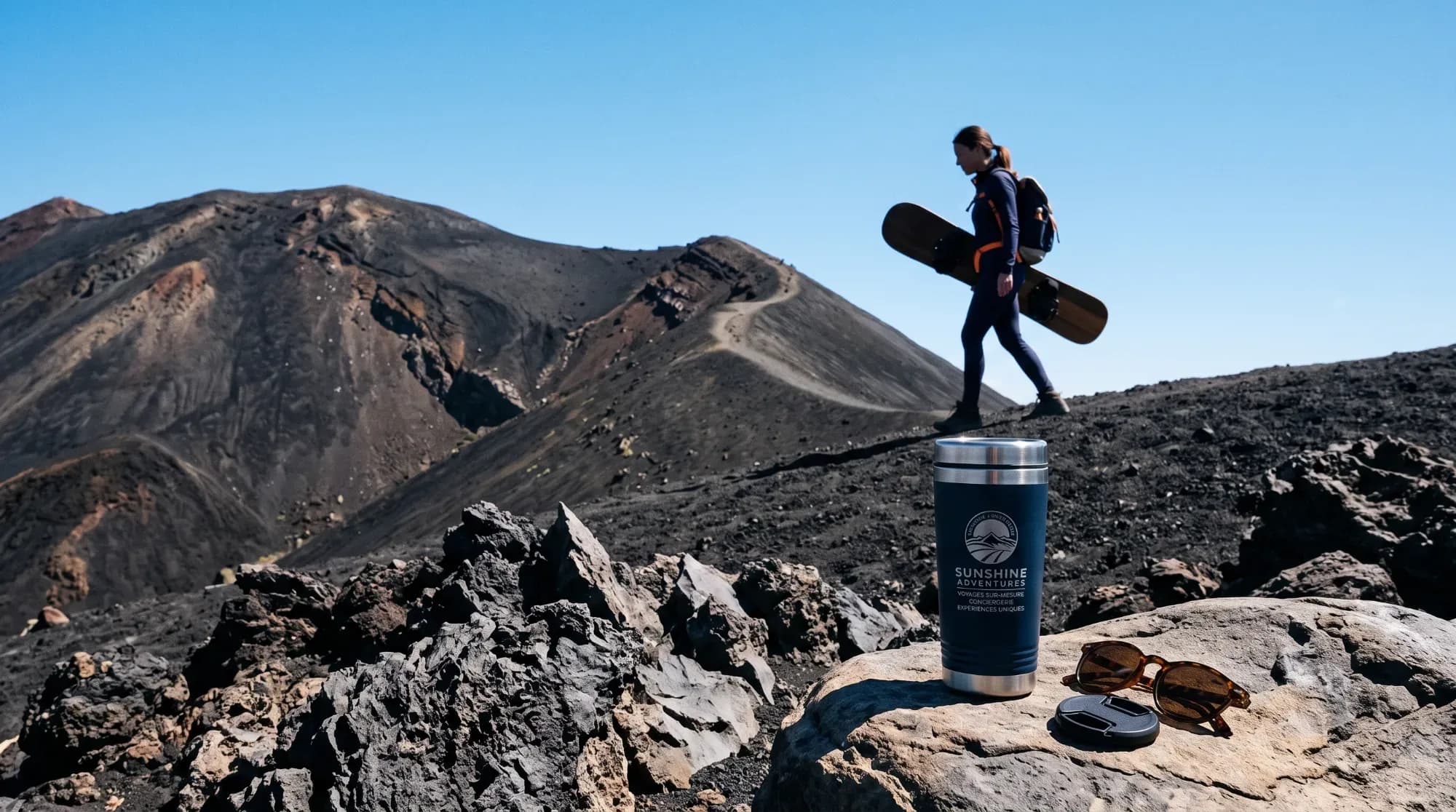 Volcan Cerro Negro au Nicaragua avec ses pentes de sable volcanique noir, illustrant l'aventure du volcano boarding