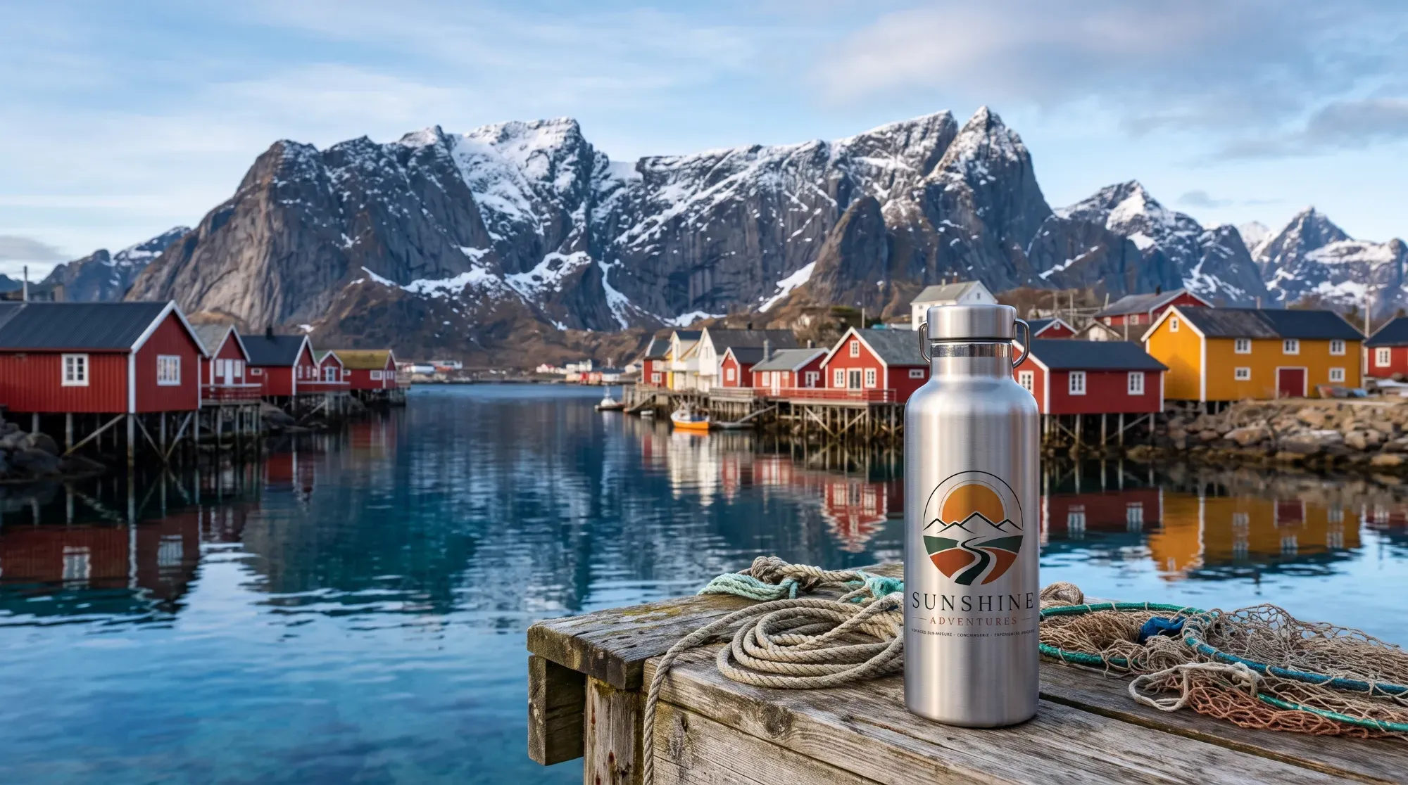 Village de pêcheurs coloré des îles Lofoten en Norvège, illustrant l'authenticité nordique de la région