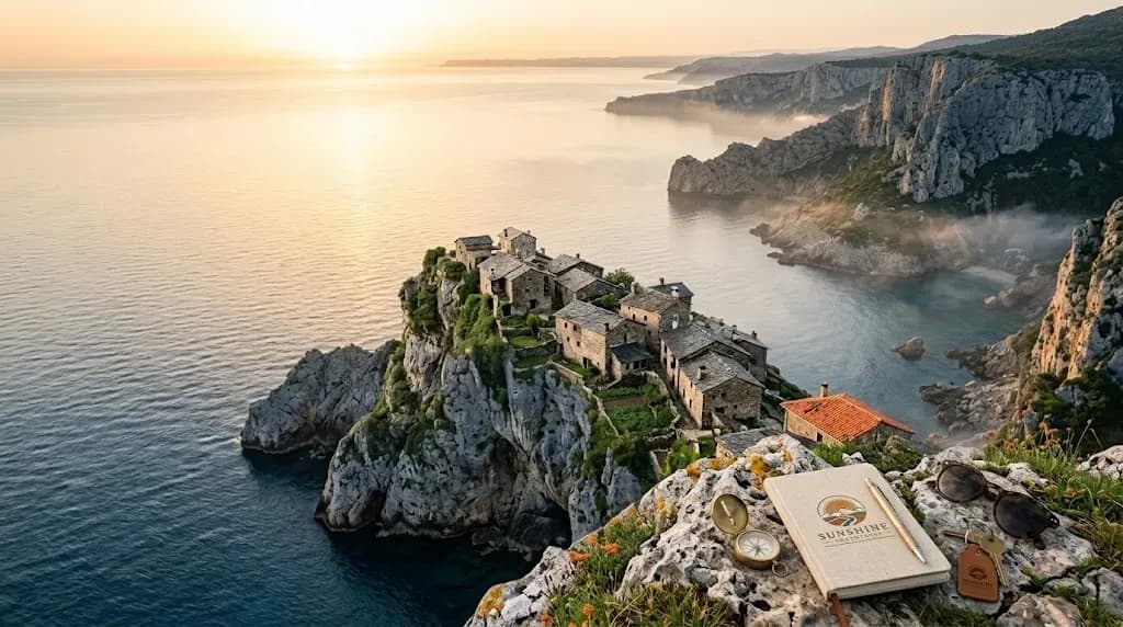 Côte européenne sauvage au lever du soleil, illustrant l'introduction du voyage